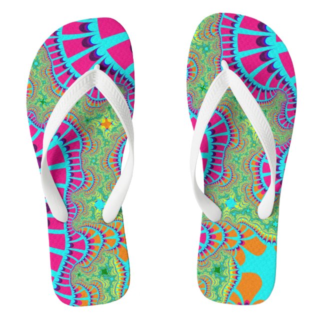 Light Blue Rainbow Remix Flip Flops (Footbed)