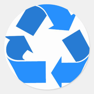 light blue recycle classic round sticker
