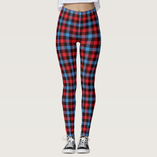 Light Blue/Red Plaid Women's Leggings