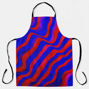 Light Blue, Red texture with wry lines. Gradient i Apron