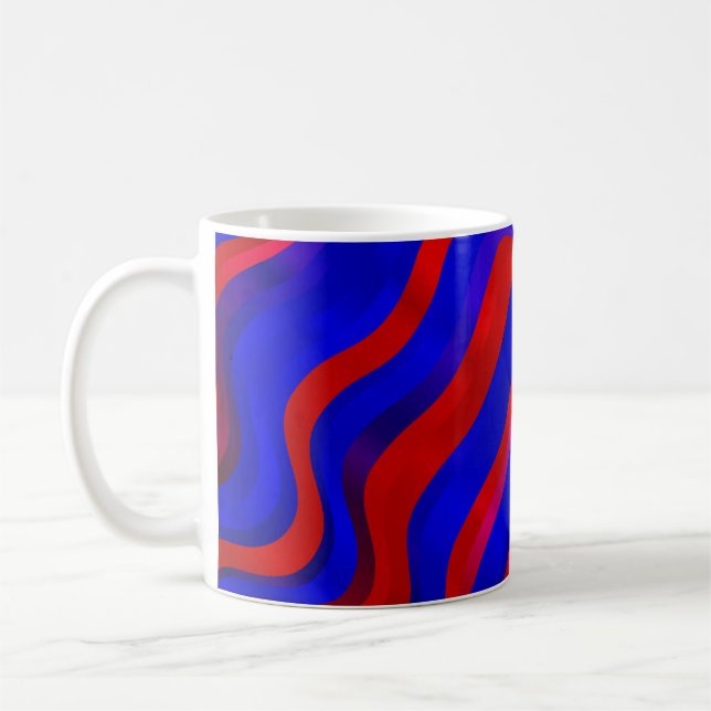 Light Blue, Red texture with wry lines. Gradient i Coffee Mug (Left)