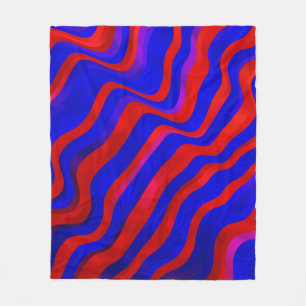 Light Blue, Red texture with wry lines. Gradient i Fleece Blanket