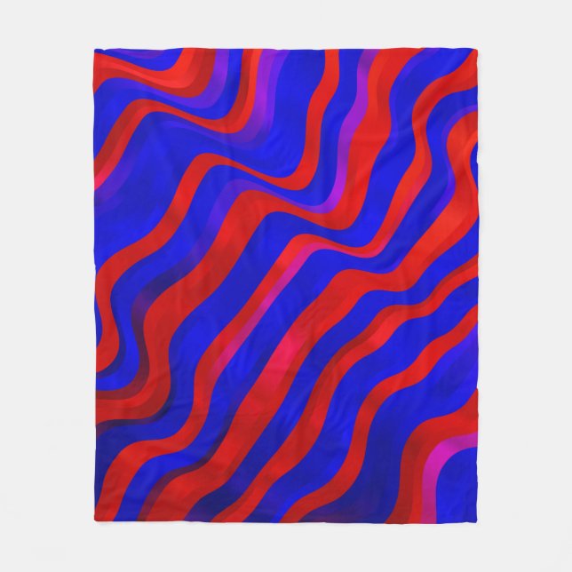 Light Blue, Red texture with wry lines. Gradient i Fleece Blanket (Front)