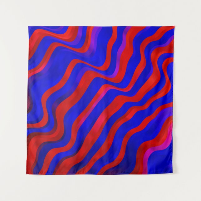 Light Blue, Red texture with wry lines. Gradient i Tapestry (Front)