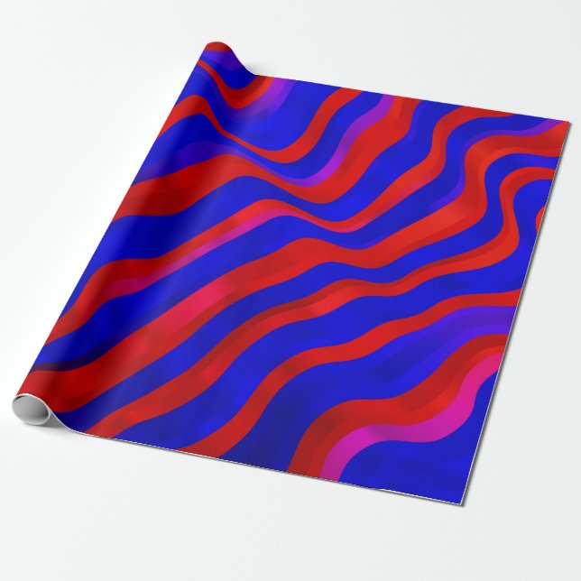 Light Blue, Red texture with wry lines. Gradient i Wrapping Paper (Unrolled)