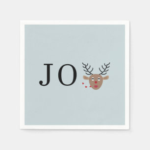 Light Blue Reindeer Joy Festive Christmas Party Napkin