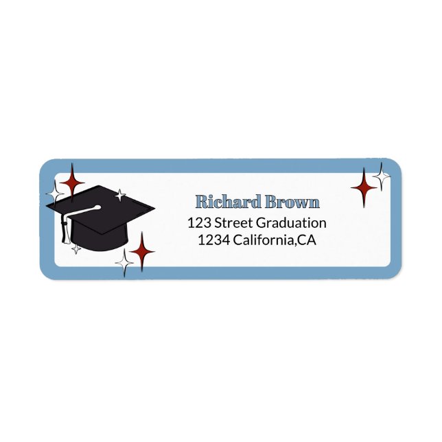 Light blue retro graduation cap star graduation  (Front)