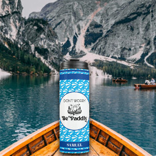Light Blue Retro Pattern Canoe Otter Custom Name Thermal Tumbler