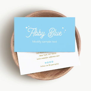 Light Blue Retro Script Stars Business Card