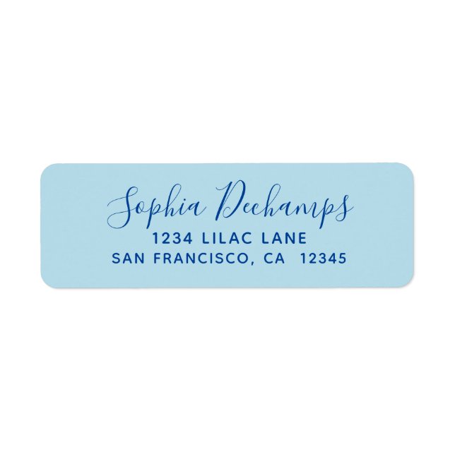 Light Blue Return Address Label (Front)