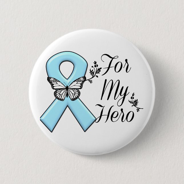 Light Blue Ribbon For My Hero 6 Cm Round Badge (Front)