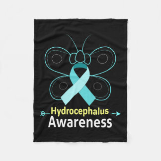 Light Blue Ribbon Hydrocephalus Awareness  Fleece Blanket