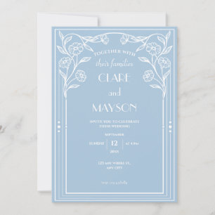 Light Blue Romance and vintage sophistication Invitation
