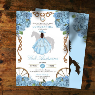 Light Blue Rose Charra Quinceanera Invitation