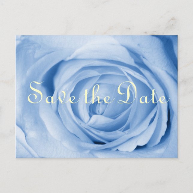 Light Blue Rose Save the Date Announcement Postcard (Front)