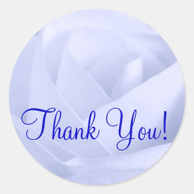 Light Blue Rose, Thank You! Classic Round Sticker (Front)