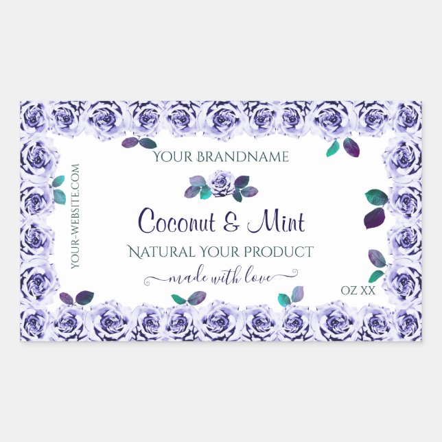 Light Blue Roses on White Product Packaging Labels (Front)