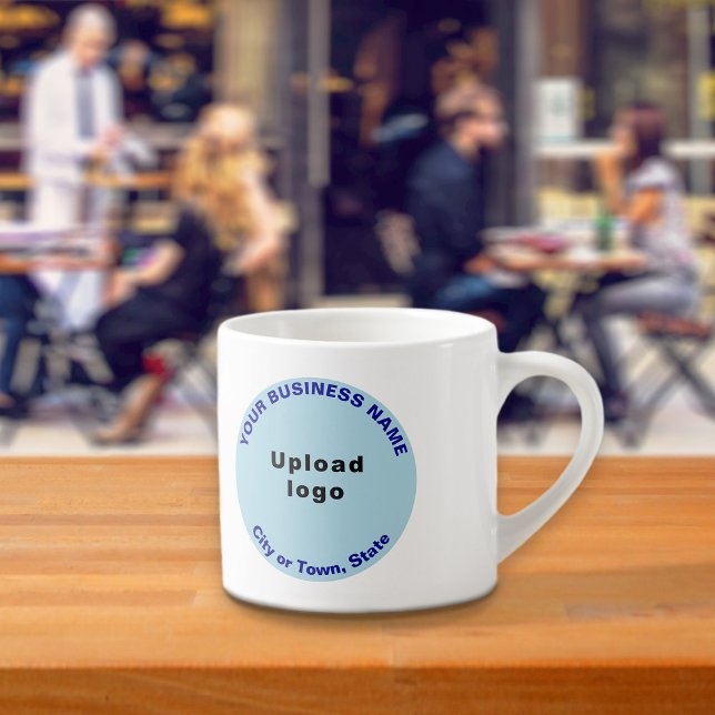 Light Blue Round Business Brand on Espresso Mug (Creator Uploaded)