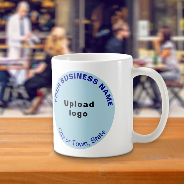 Light Blue Round Shape Business Brand on Mug (Light blue round business brand on mug)