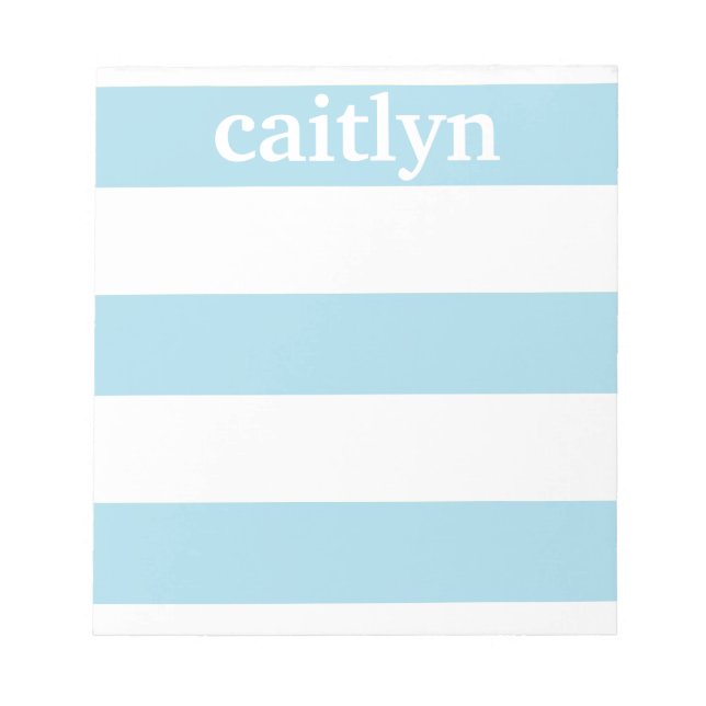 Light Blue Rugby Stripes Personalised Notepad (Front)