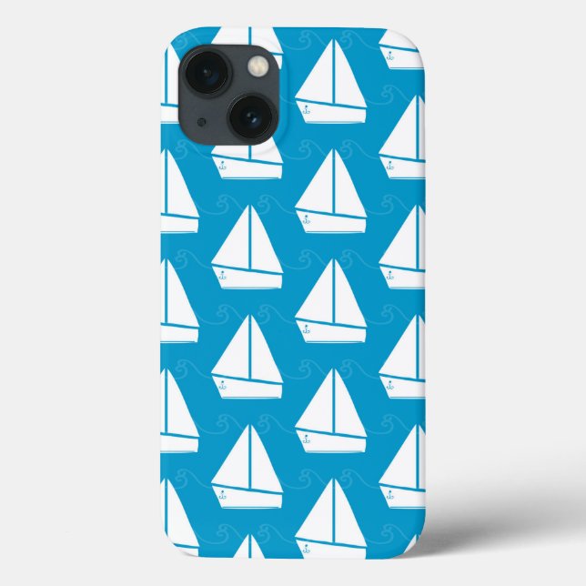 Light Blue Sailboat Pattern Case-Mate iPhone Case (Back)