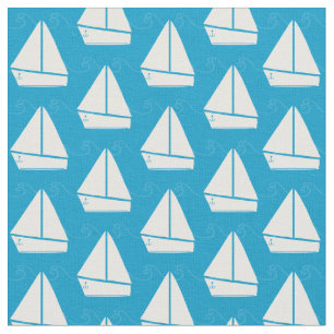 Light Blue Sailboat Pattern Fabric
