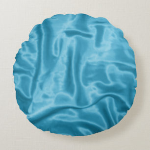 Light Blue Satin-Round Throw Pillow