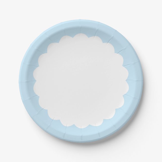 Light Blue Scallop - Customisable Paper Plate (Front)