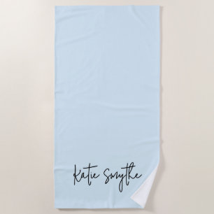 Light Blue Script Name Cute  Beach Towel