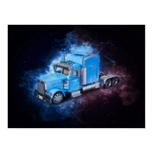 Light Blue Semi Tractor Trailer Truck