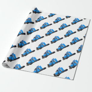 Light Blue Semi Truck in Three Quarter View Wrapping Paper