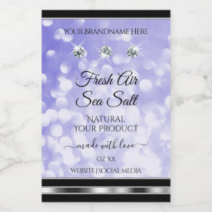 Light Blue Shimmer Glitter Product Labels Diamonds