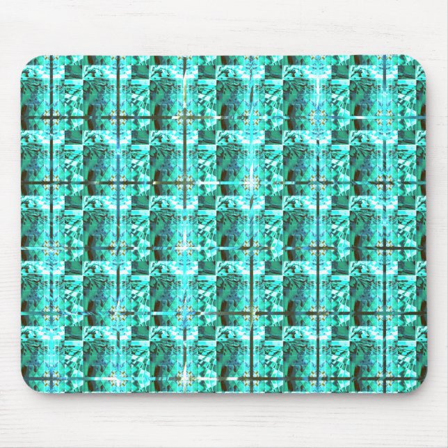 Light blue shiny, squares or image inside of grid? mouse mat (Front)
