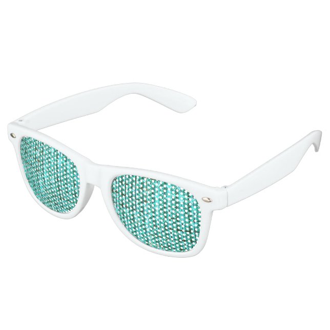 Light blue shiny, squares or image inside of grid? retro sunglasses (Angled)