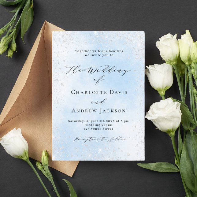Light blue silver glitter wedding invitation (Creator Uploaded)