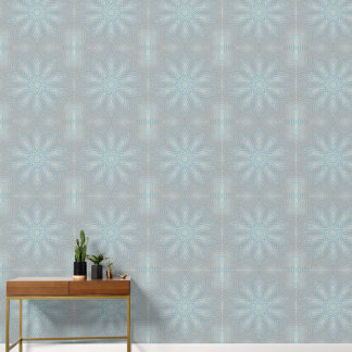 Light Blue Silver Grey Geometric Star Wall Paper