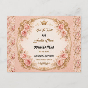 Light Blue Silver Princess Quinceanera Birthday Announcement Postcard