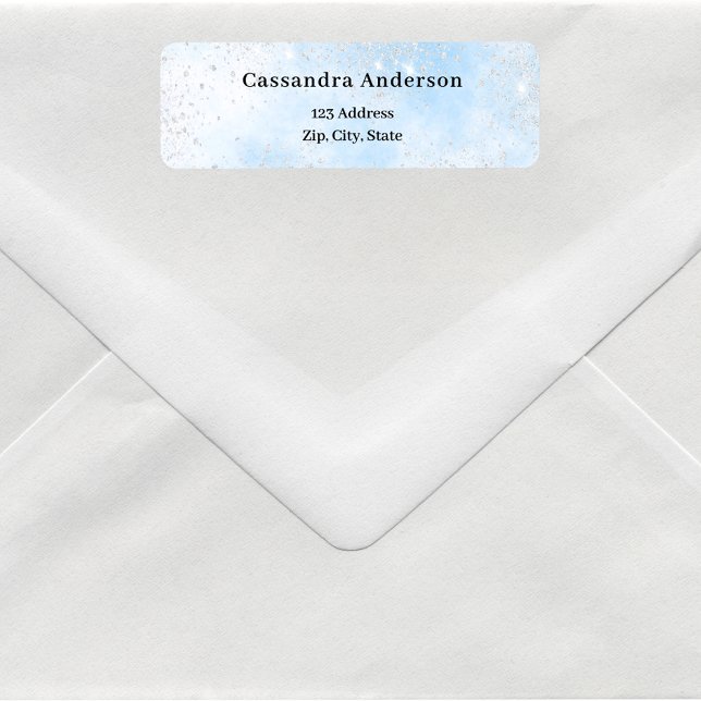 Light blue silver return address label (Creator Uploaded)