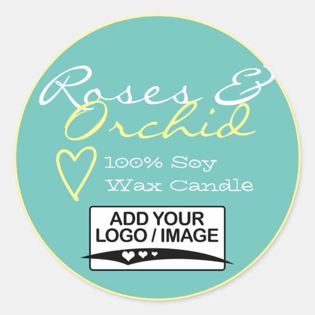 Light Blue Simple Candle Labels with Logo Pastel (Front)