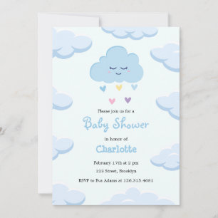 Light Blue Simple Cloud Baby Shower Invitation