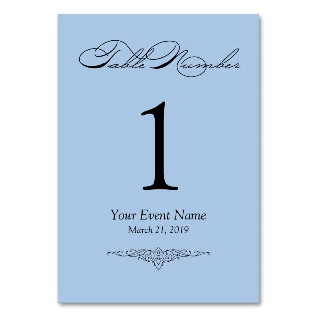 Light Blue Simple & Elegant Table Card (Front)