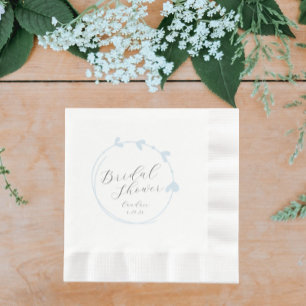 Light Blue Simple Heart Wreath Bridal Shower Napkin