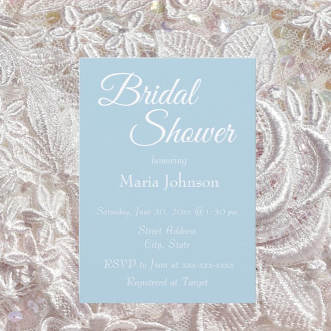 Light Blue Simple Style Bridal Shower Invitation (In Situ Wedding)