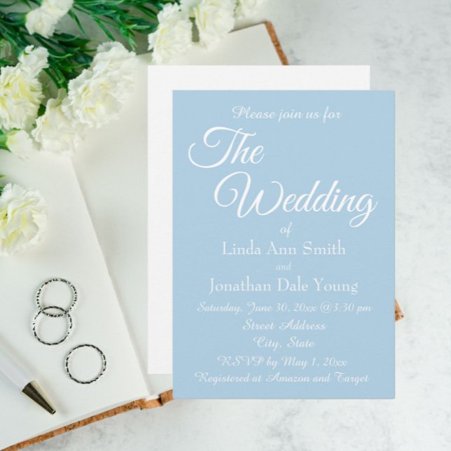 Light Blue Simple Style Wedding Invitation (In Situ Wedding)