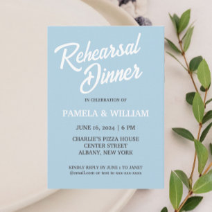 Light Blue Simple Style Wedding Rehearsal Dinner Invitation