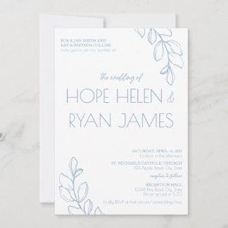 Light Blue Simple Wedding Invite