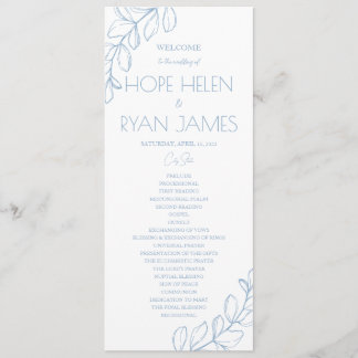 Light Blue Simple Wedding Program Programme