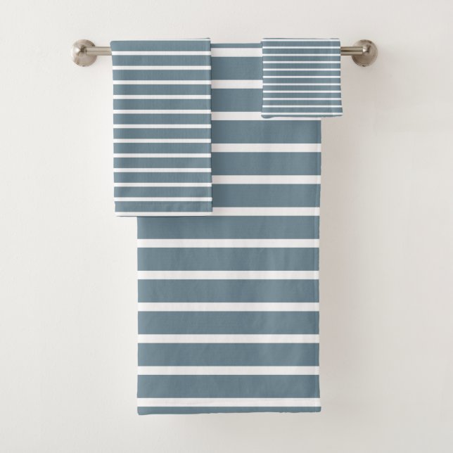 Light Blue Simplistic Stripes  Bath Towel Set (Insitu)