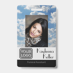 Light Blue Sky Graphic Funeral Logo Photo Template ID Badge