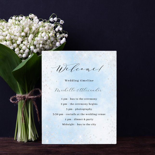 Light blue sky silver wedding program (Creator Uploaded)